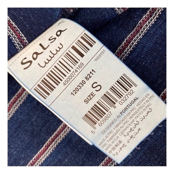 SALSA Men’s T-Shirt Stripe Blue Allover Size Small - Picture 4 of 8